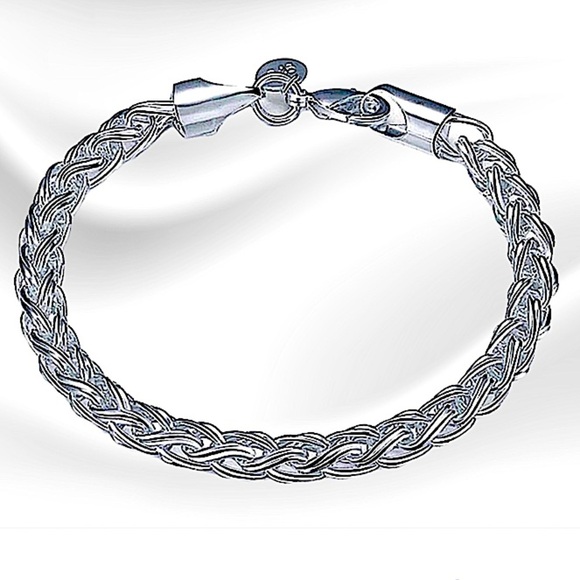 Sterling Silver Braided Bracelet Chain Link - Picture 4 of 7